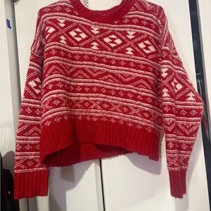 American Eagle Outfitters Red and White Sweater